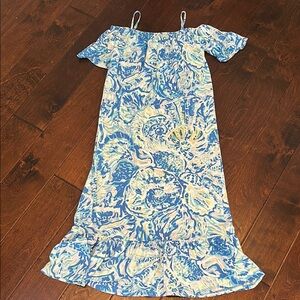 Girls Lilly Pulitzer Blue Floral Dress - Size L (8-10)